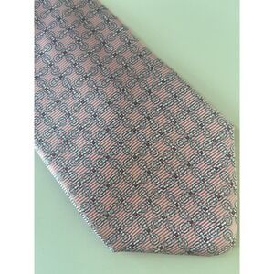 Brooks Brothers 346 Silk Tie USA Made Printed Italy PINK Interlocking 57" X 3.75
